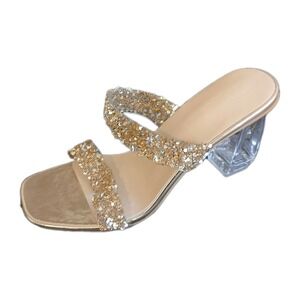 Sandal Heels Womens Slides BLING SPARKLE FASHION Heels NEW EU 42 USA 10‎ #1075